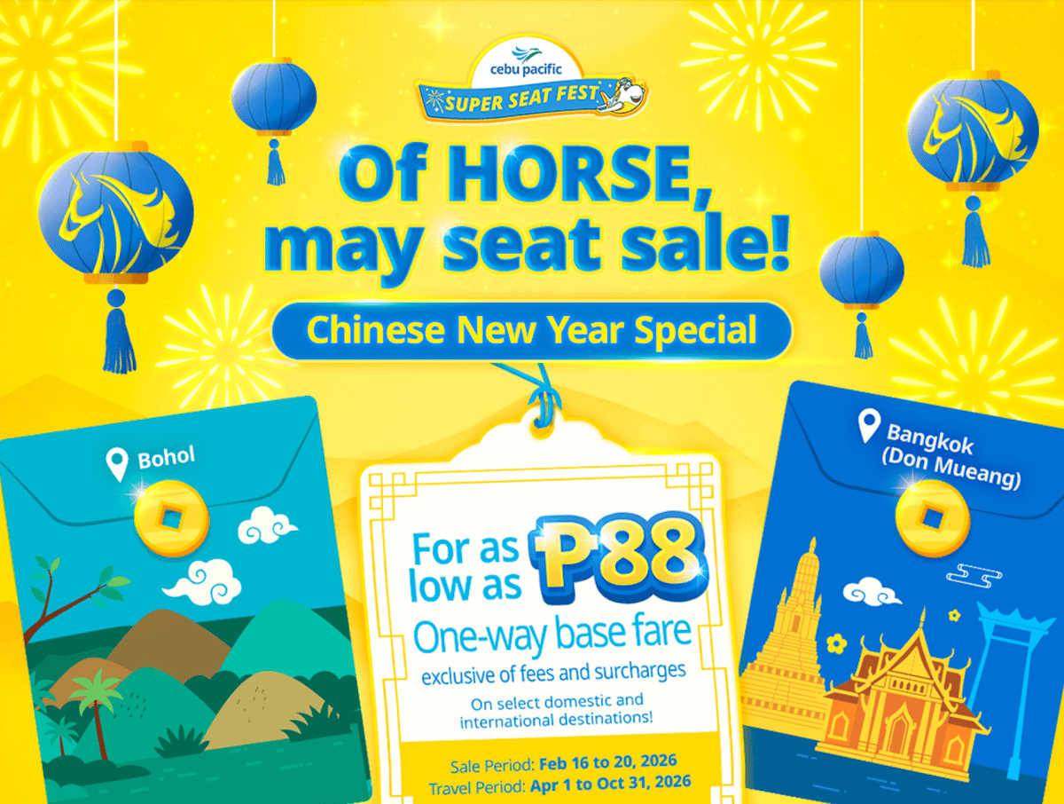 Cebu Pacific Launches Chinese New Year Seat Sale, Fares as Low as&nbsp;P88